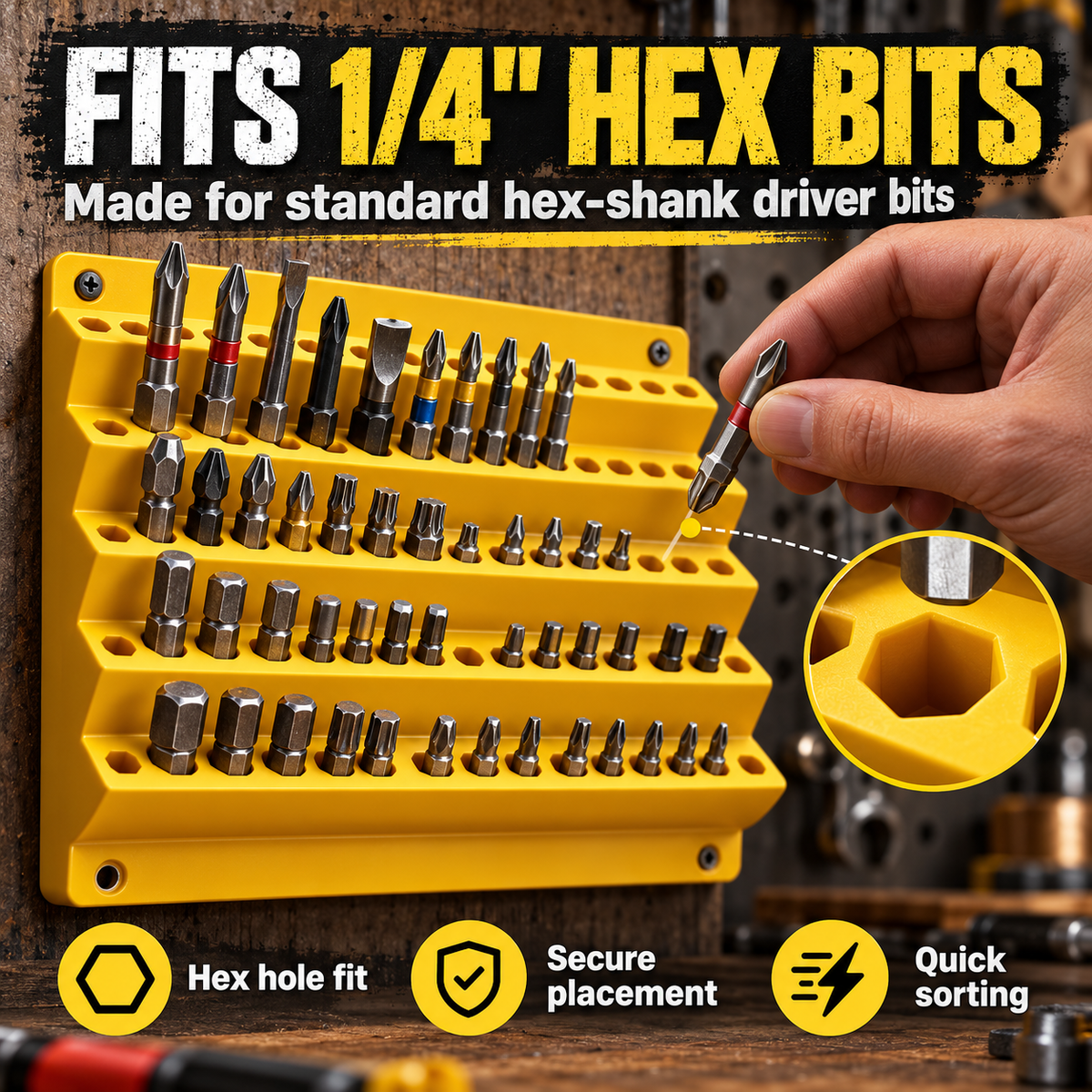 120-Slot Wall-Mounted Drill Bit Organizer – 6-Tier Hex Bit Holder for Garage & Workshop