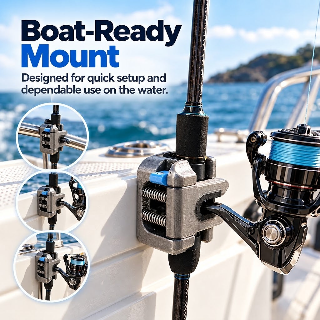 Quick-Access Fishing Rod Holder – Secure Spring-Loaded Mount for Boats
