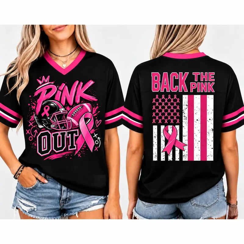Pink Ribbon Breast Cancer Support Game Day Jersey