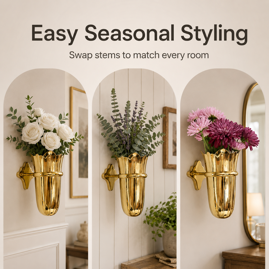 Luxury Gold Wall-Mounted Floral Vase