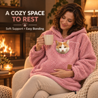 Oversized Sherpa Hoodie with Built-In Pet Pouch