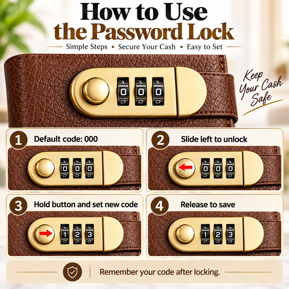 A6 Cash Savings Binder with 3-Digit Combination Lock