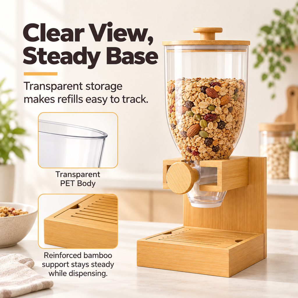 Bamboo Cereal Dispenser Countertop