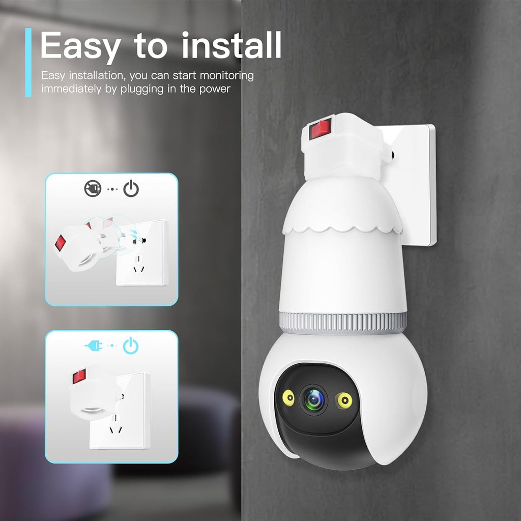 🔥Last Day 49% OFF-4MP Light Bulb Security Camera 5G&2.4GHz Wireless Outdoor Indoor Camera with Night Vision