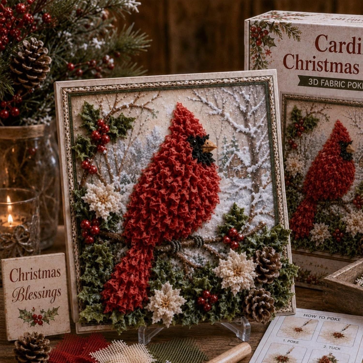 🎄 Christmas Magic: 3D Fabric Poke Art Kit – DIY Holiday Craft & Festive Home Decor