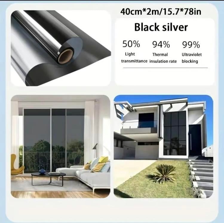 Window Privacy Film One Way, UV Sun Blocking, Heat Control