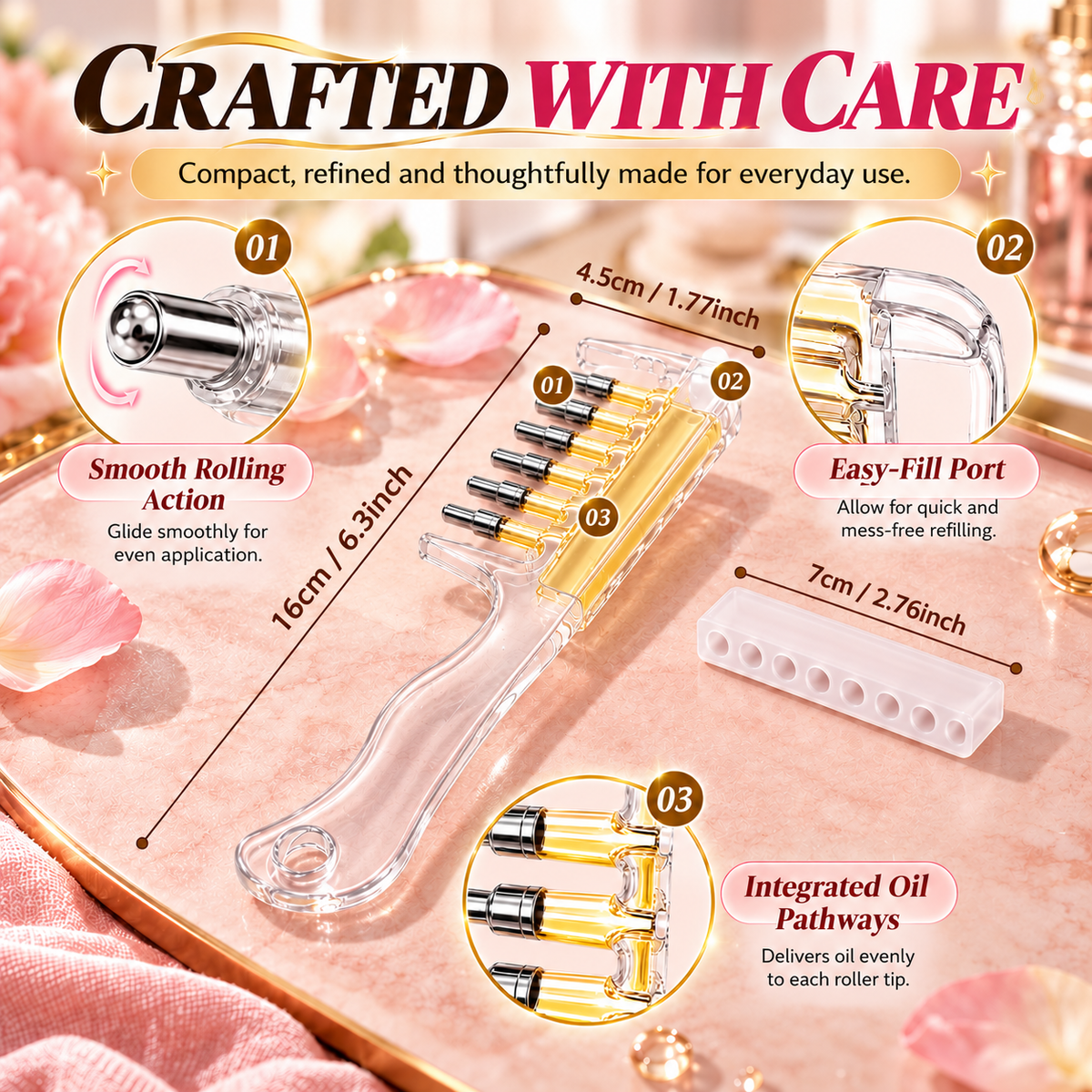 💧 Refillable Scalp Oil Applicator Comb – Precision Roller Massage for Easy, Even Hair Root Care