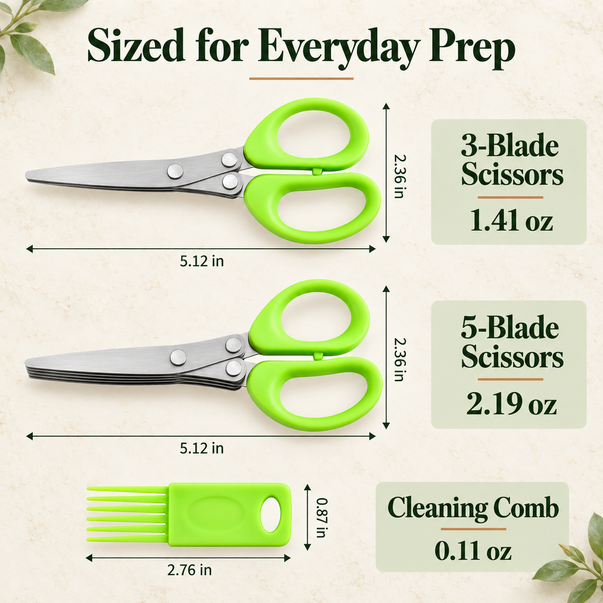 🌿 Professional Multi-Blade Herb Scissors Set  – Includes FREE Cleaning Comb! ✂️