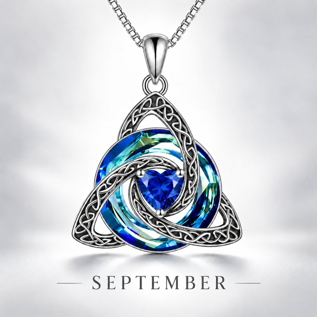 Celtic Trinity Knot Birthstone Necklace - Eternal Love Pendant & Perfect Gift
