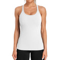 Ribbed Workout Tank Tops for Women with Built in Bra Tight Racerback Scoop Neck Athletic Top