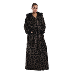 Treavhds™ Hooded Long Leopard Print Bathrobe - Thickened Flannel Fabric