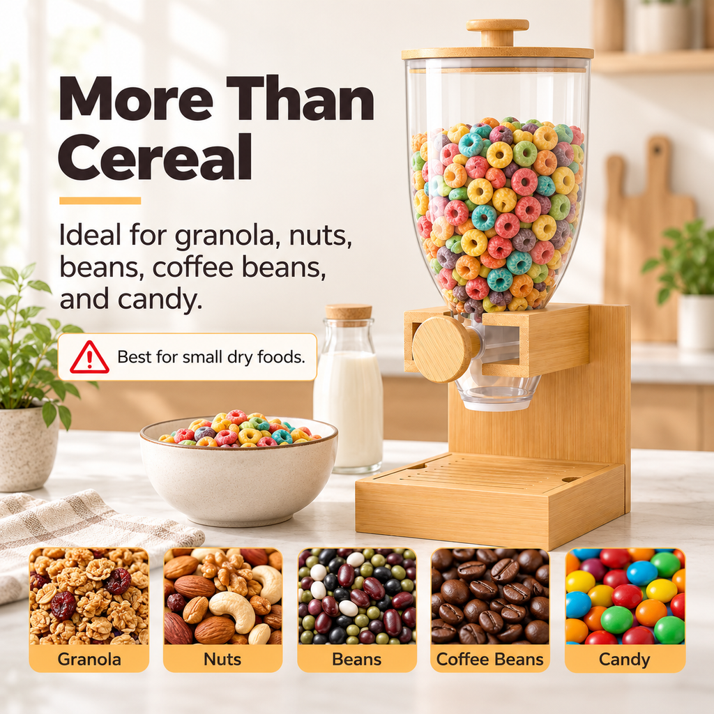 Bamboo Cereal Dispenser Countertop