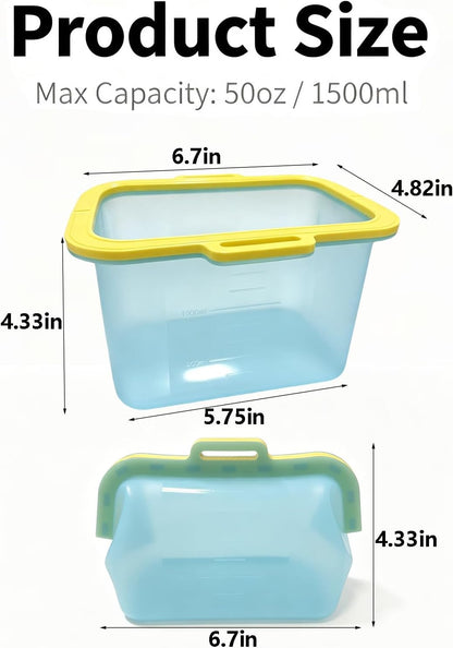 Reusable Silicone Food Storage Bag – Magnetic Seal, Easy Clean, Fridge & Freezer Friendly