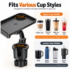 2-in-1 Rotating Car Cup Holder Tray & Console Organizer