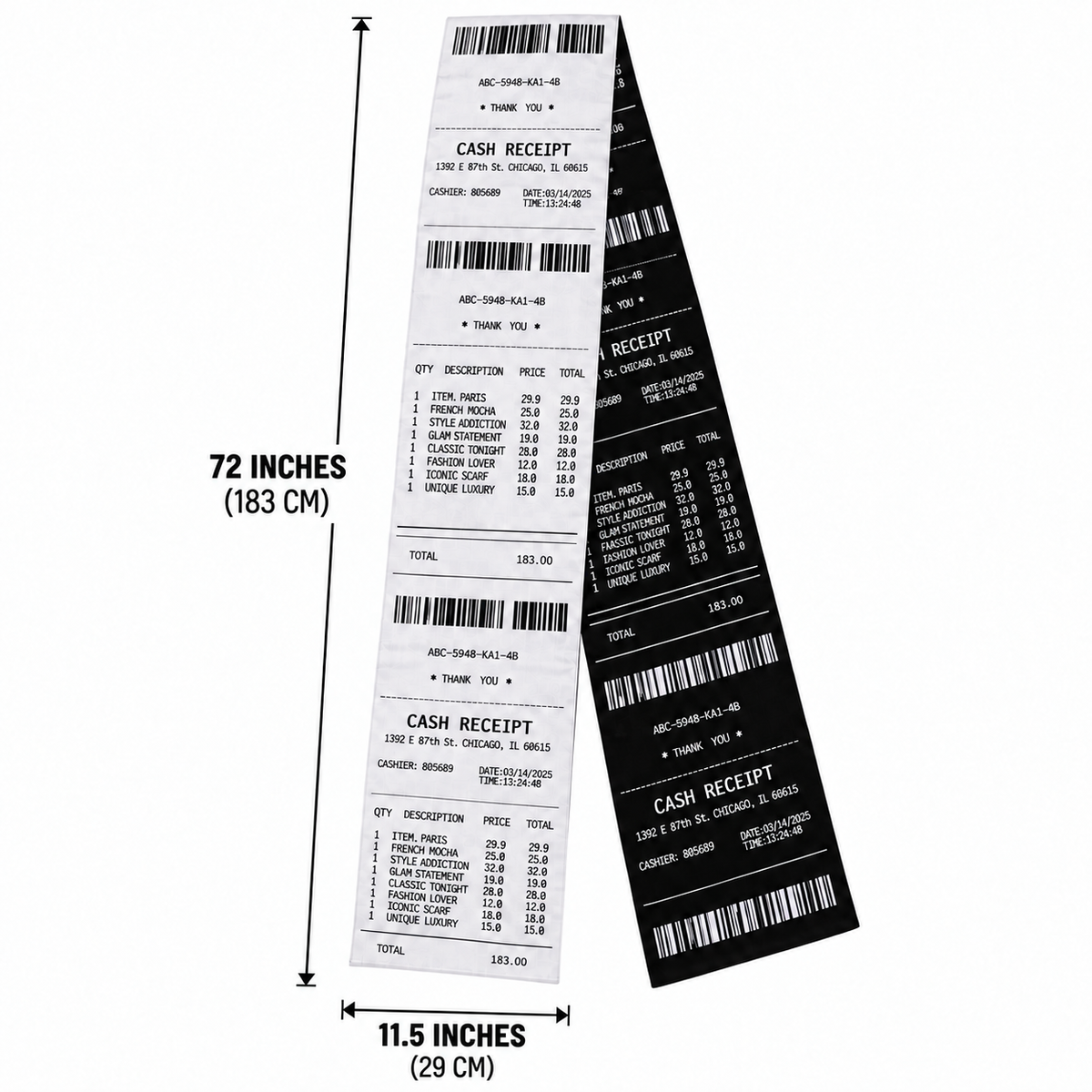 🧣Extra-Long Receipt Print Scarf – Fashionable, Warm & Comfortable🧣