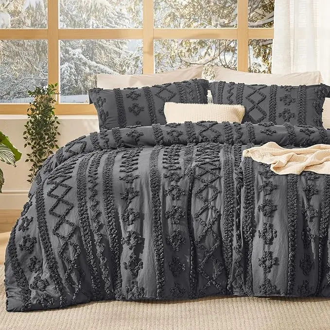 Boho Tufted Embroidery Comforter Set