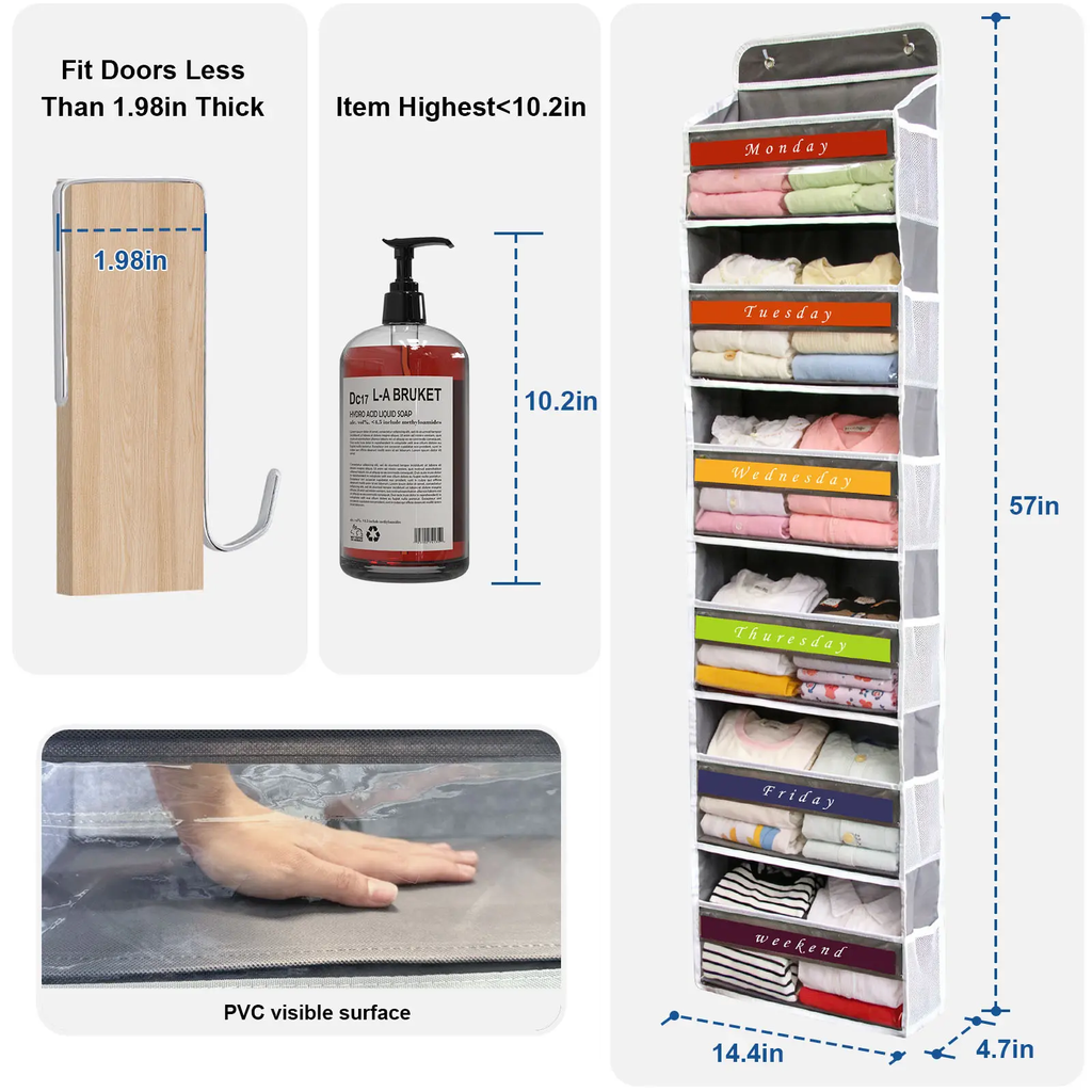 Large capacity hanging storage bag behind the door