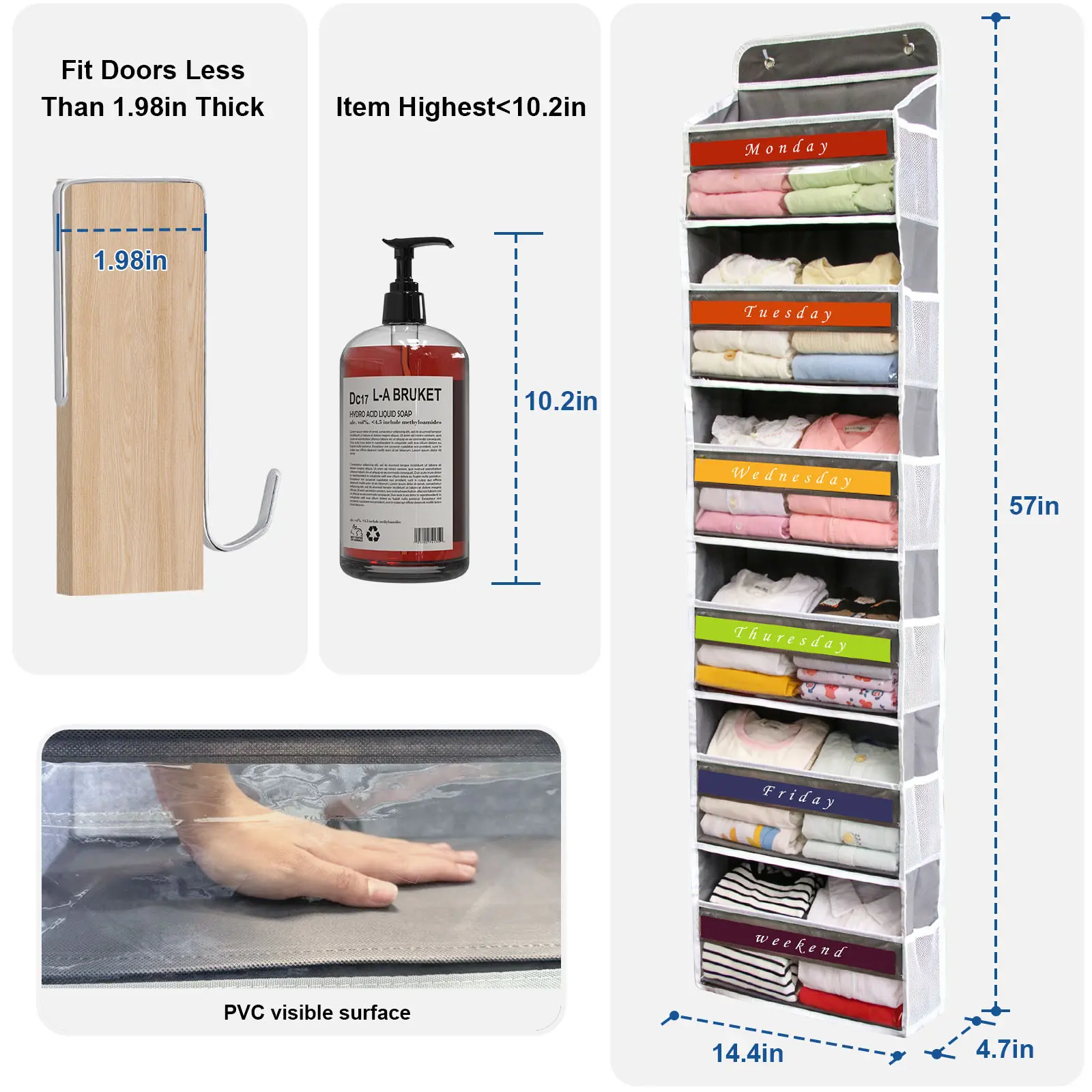 Large capacity hanging storage bag behind the door