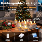 🕯️12pcs Rechargeable Flameless Tealight Candle with Remote Control, Charging Station🕯️