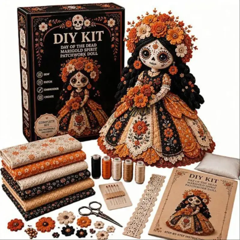 DIY Day of the Dead Butterfly Skull Doll Sewing Kit – Complete Craft Set