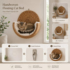Handwoven Floating Cat Bed & Wall Perch: Space-Saving Lounger with Ultra-Soft Washable Cushion 🐱✨
