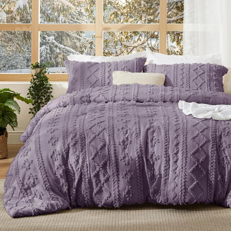 Boho Tufted Embroidery Comforter Set