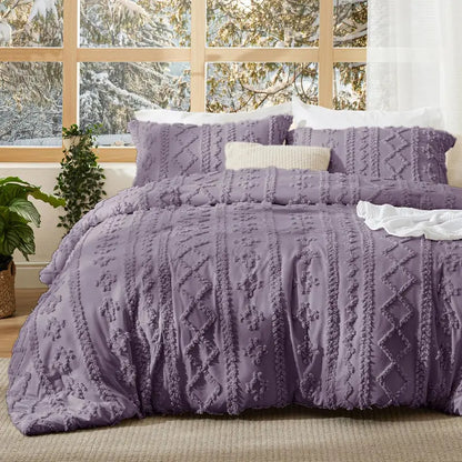 Boho Tufted Embroidery Comforter Set