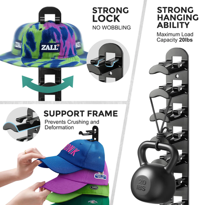 🧢Wall-mounted hat rack – each rack can hold 10 hats🧢No-drill installation
