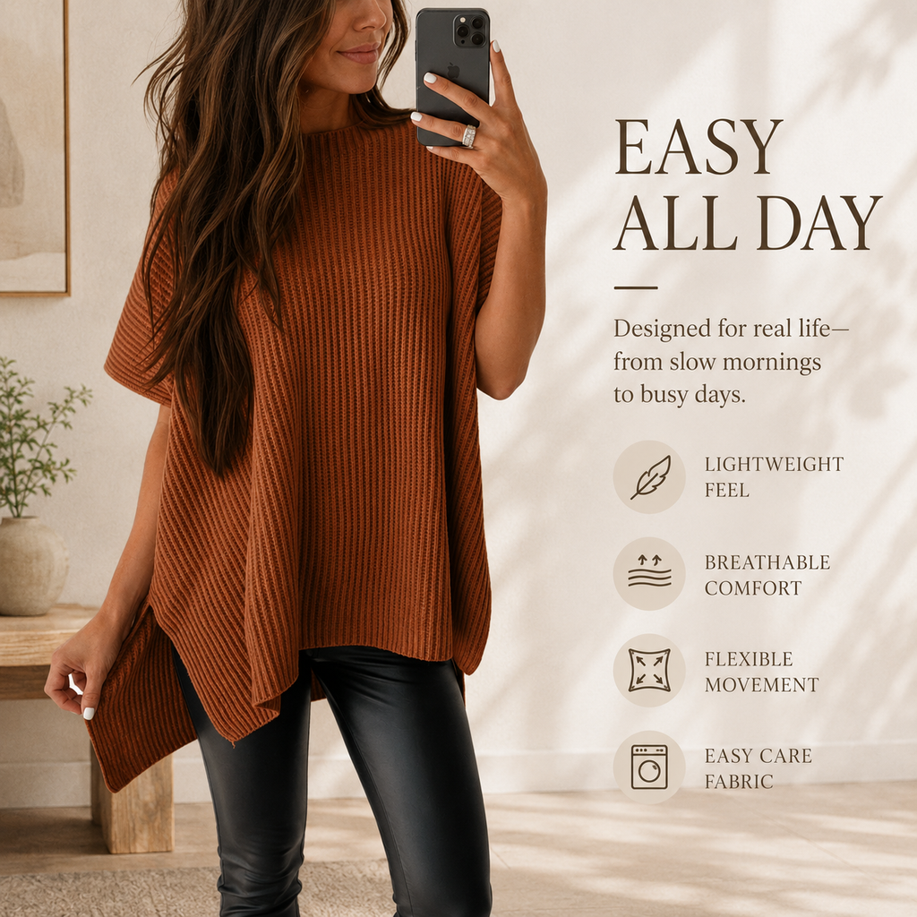 Women's casual loose solid color knitted pullover sweater