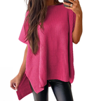 Women's casual loose solid color knitted pullover sweater