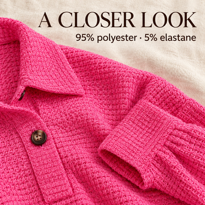 Women's Oversized Henley Waffle Shirts