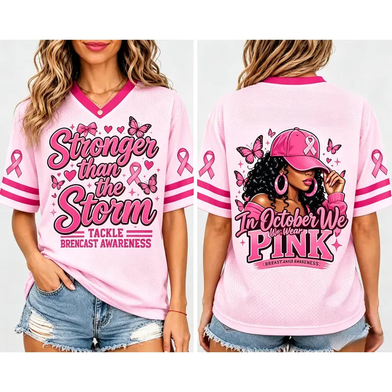 Pink Ribbon Breast Cancer Support Game Day Jersey