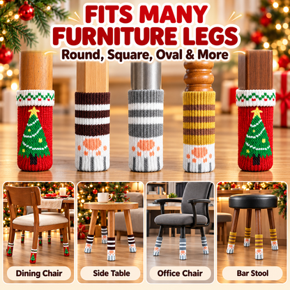16/24 Pcs Christmas Knit Chair Leg Socks with Felt Pads – Non-Slip Furniture Floor Protectors