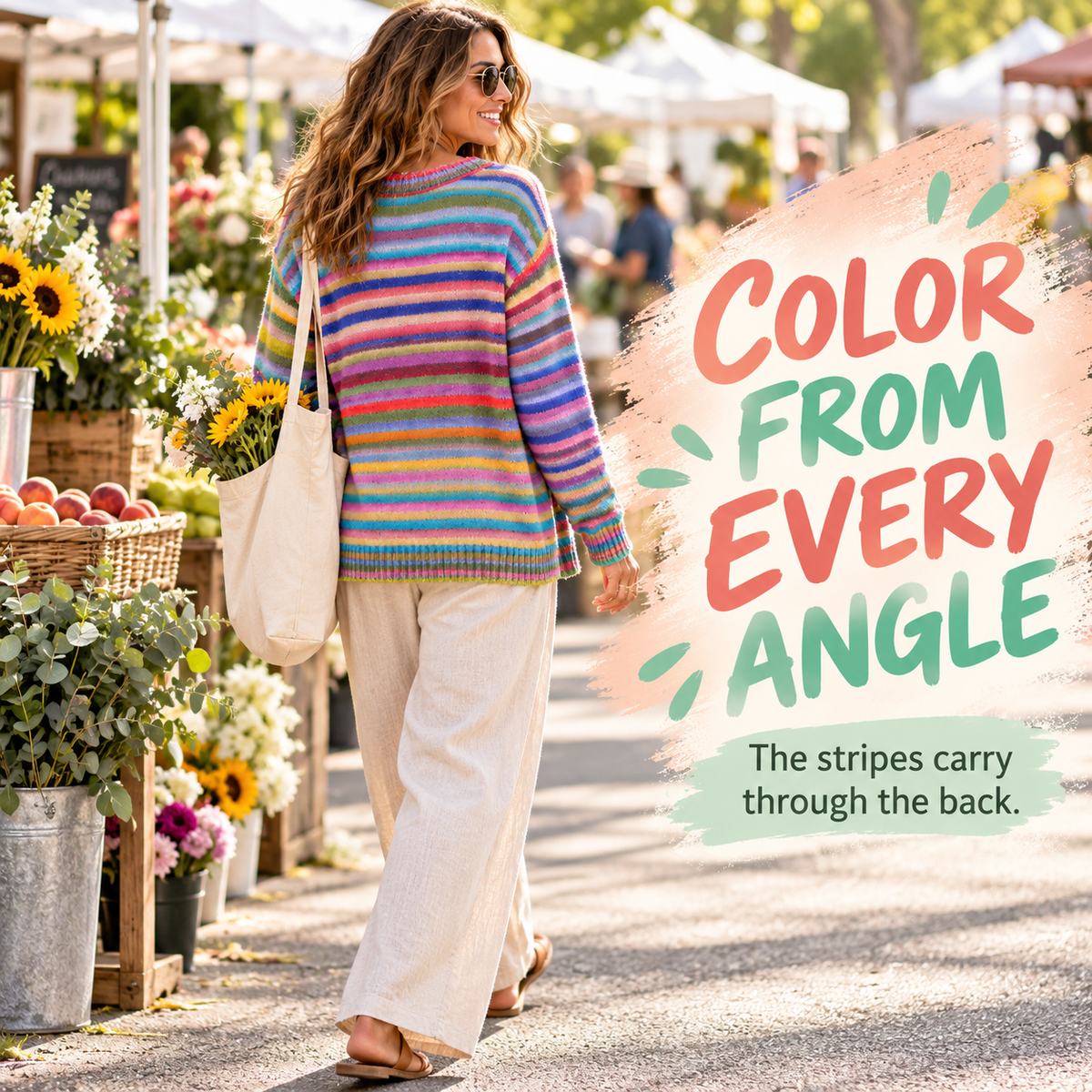 Rainbow Stripe Relaxed Knit Cardigan