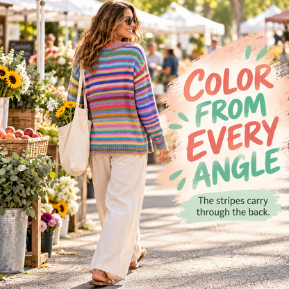 Rainbow Stripe Relaxed Knit Cardigan