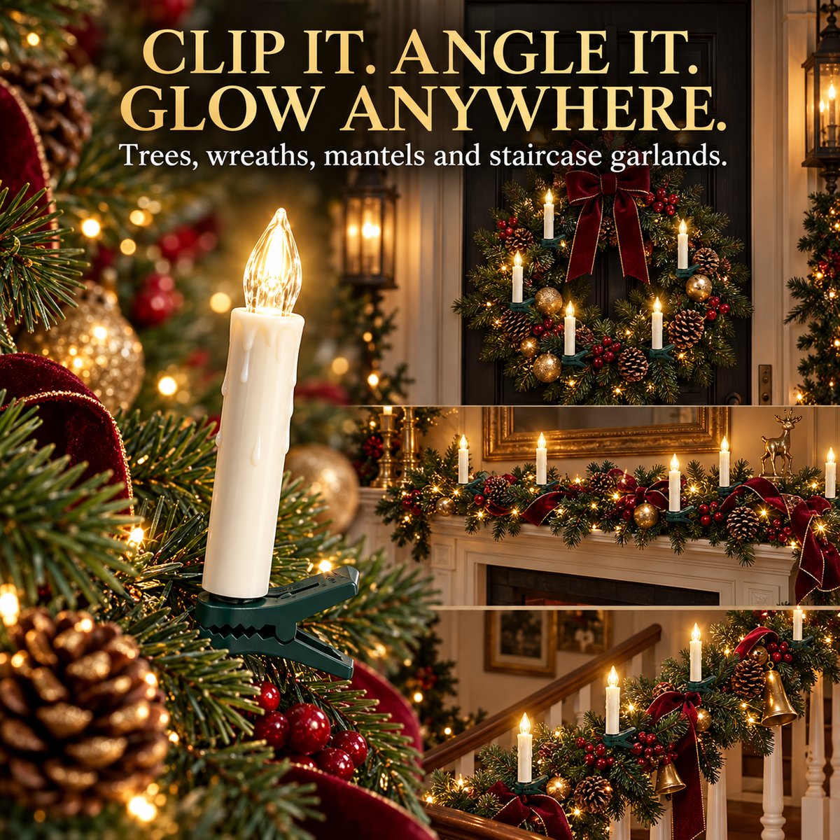 Flameless Clip-On Candle Lights with Remote — 10/20 Pack Holiday Set