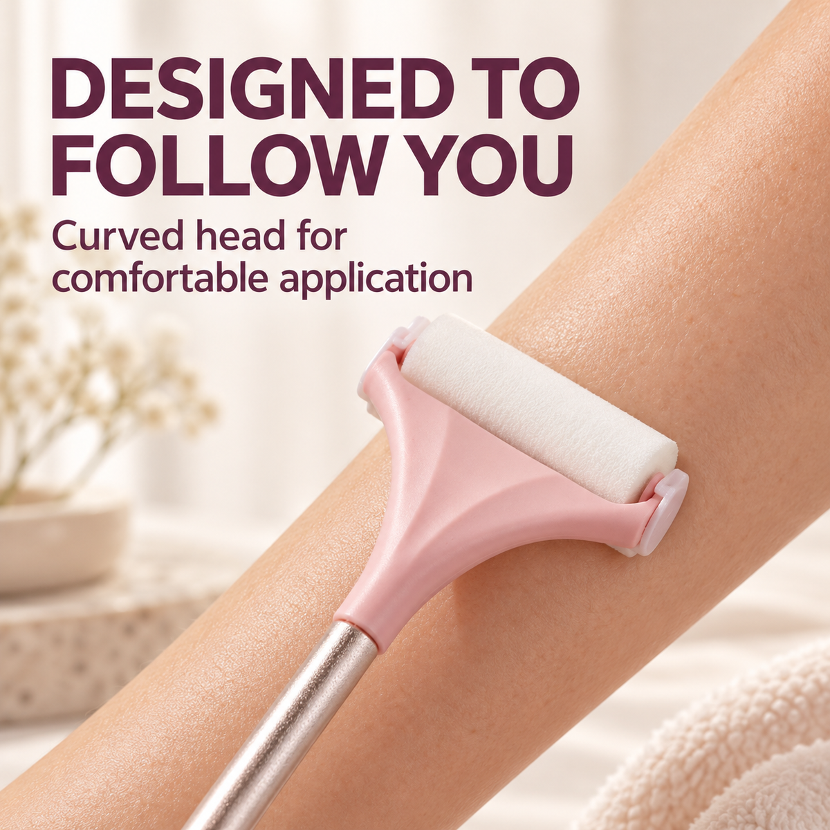 Extendable Lotion Applicator with 2 Bonus Replacement Heads for Back, Legs & Body