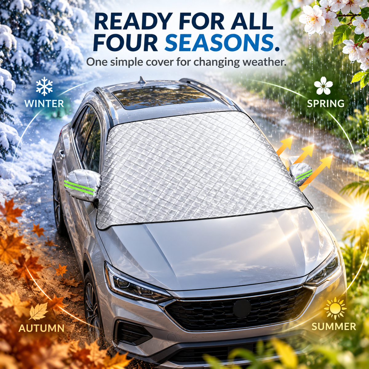 Car Windshield Protector Cover - Waterproof, All-Season Outdoor Wind Screen Shield for Most Vehicles