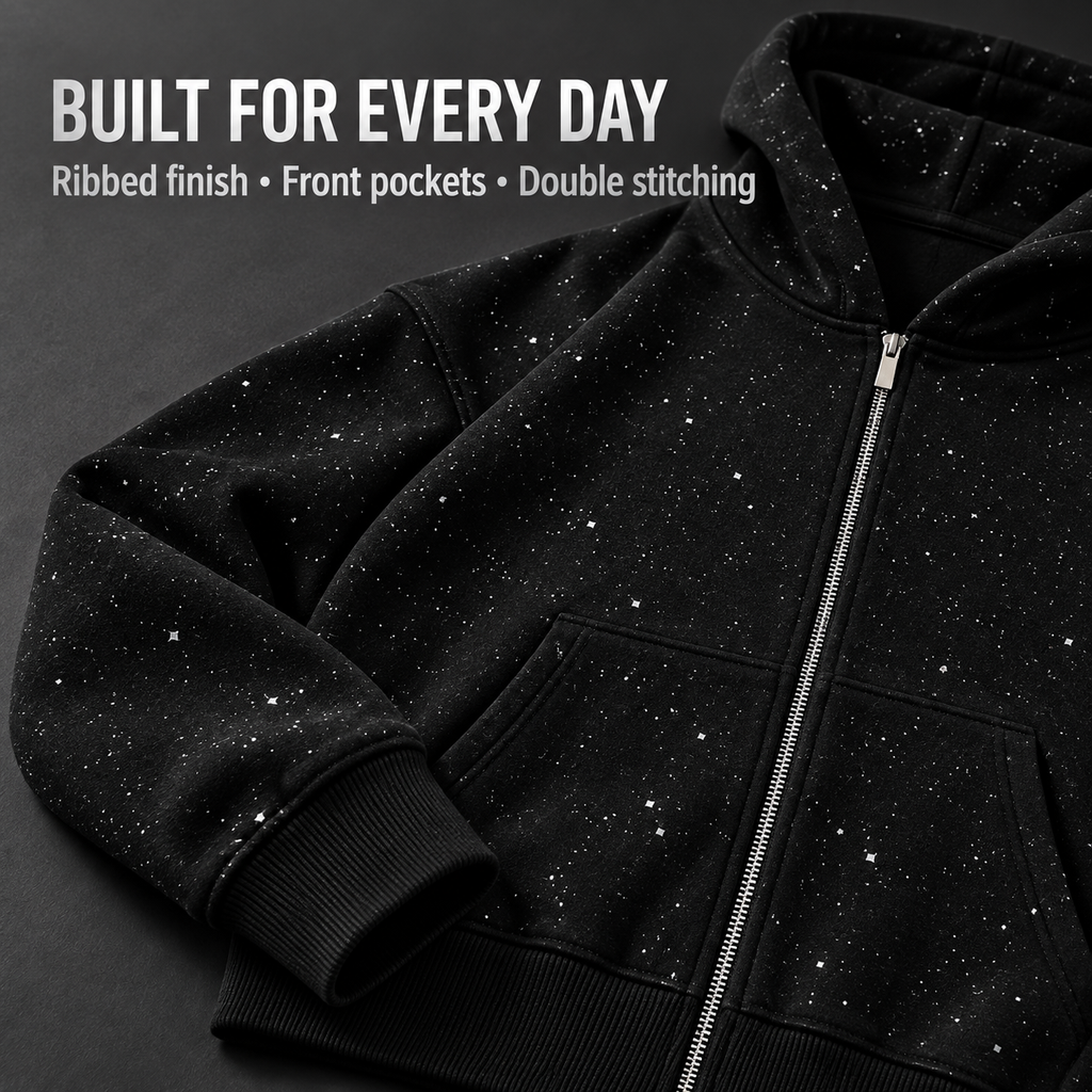 ✨️2026 NEW Men's Sequined Hooded Sweatshirt with Zipper and Pockets✨️