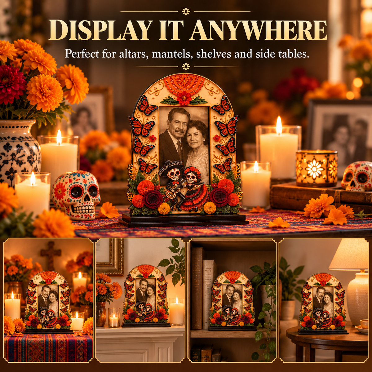 Wooden Day of the Dead Memorial Picture Frame