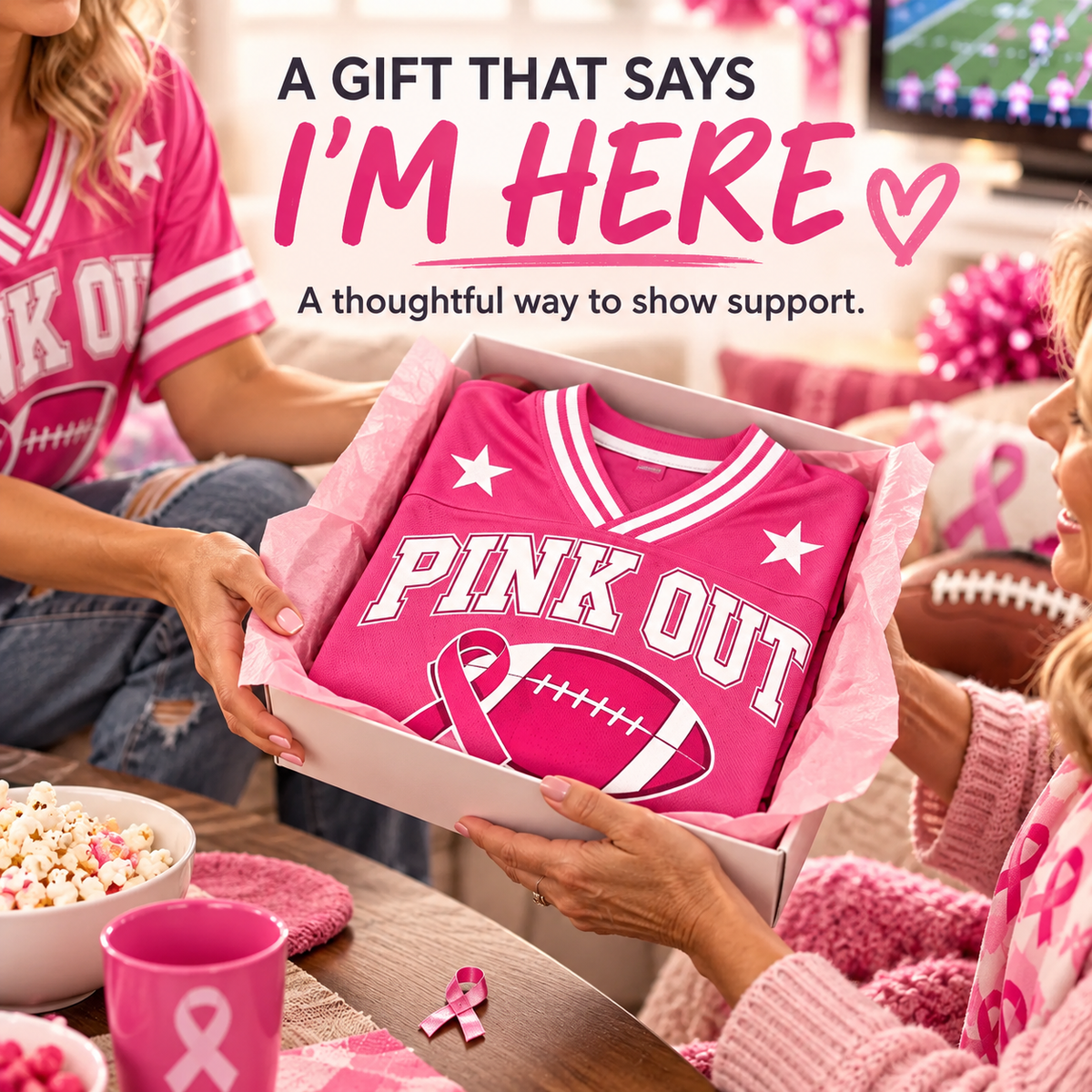 Pink Ribbon Breast Cancer Support Game Day Jersey