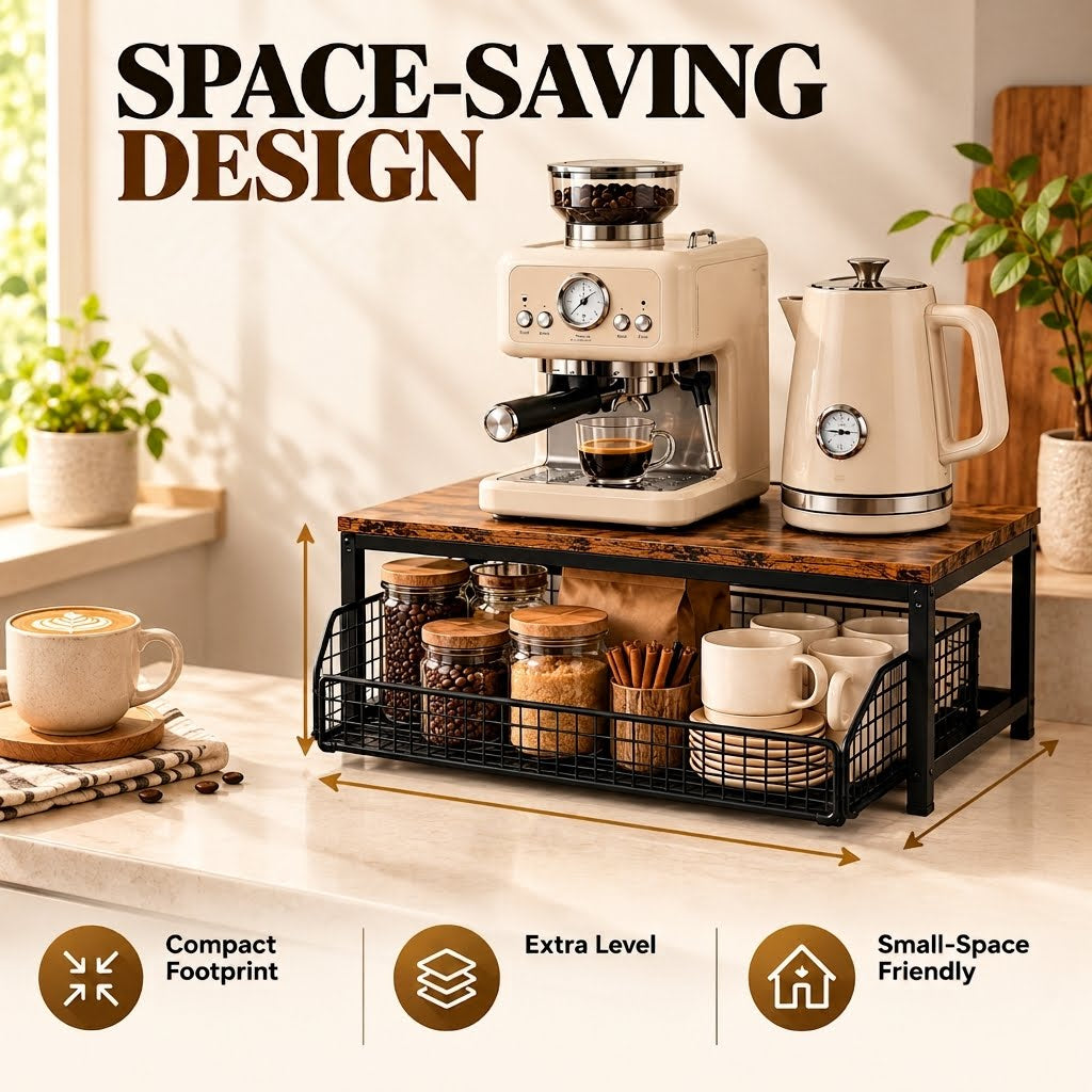 🏡 2-Tier Slide-Out Countertop Organizer – Instant Extra Storage for Kitchen, Office & Bathroom