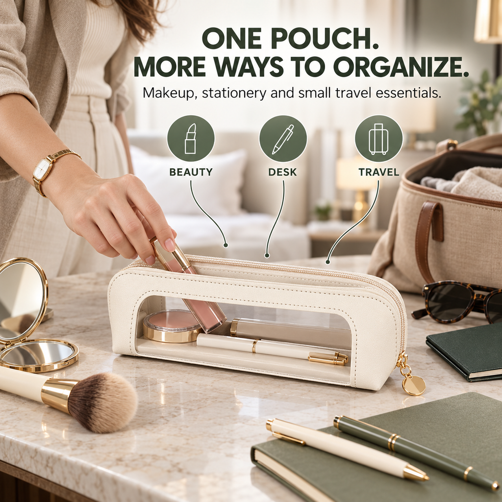 Multifunctional Portable Makeup Brush and Cosmetic Zippered Organizer Bag