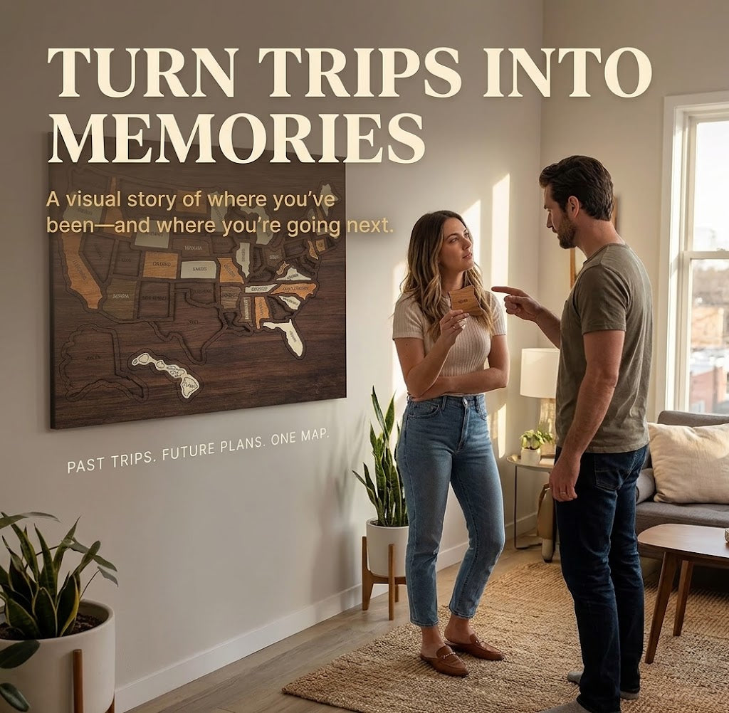 Wooden USA Travel Memory Map – Personalized State Tracker & Home Decor
