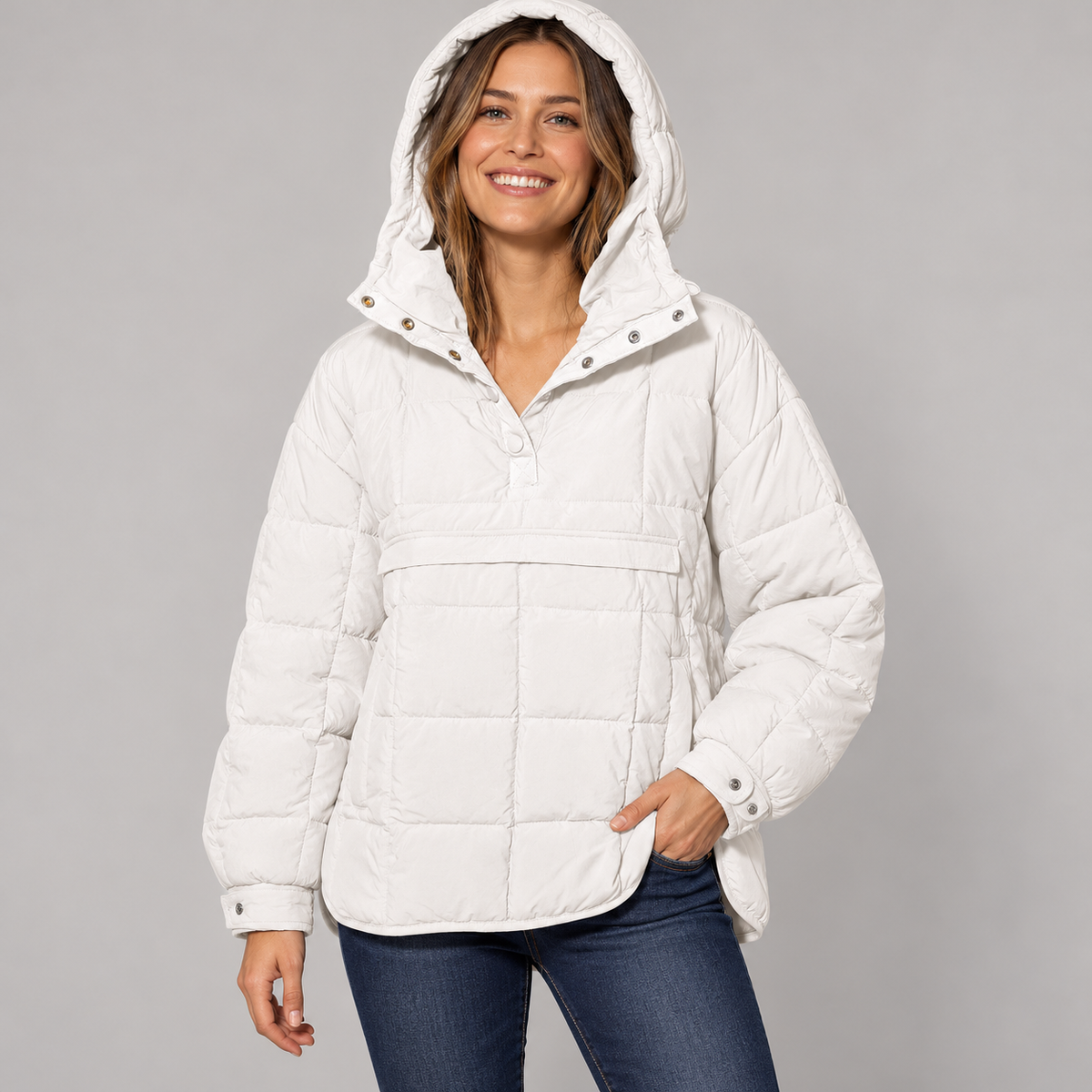 Tanming Women's Lightweight Quilted Hooded Anorak Jacket