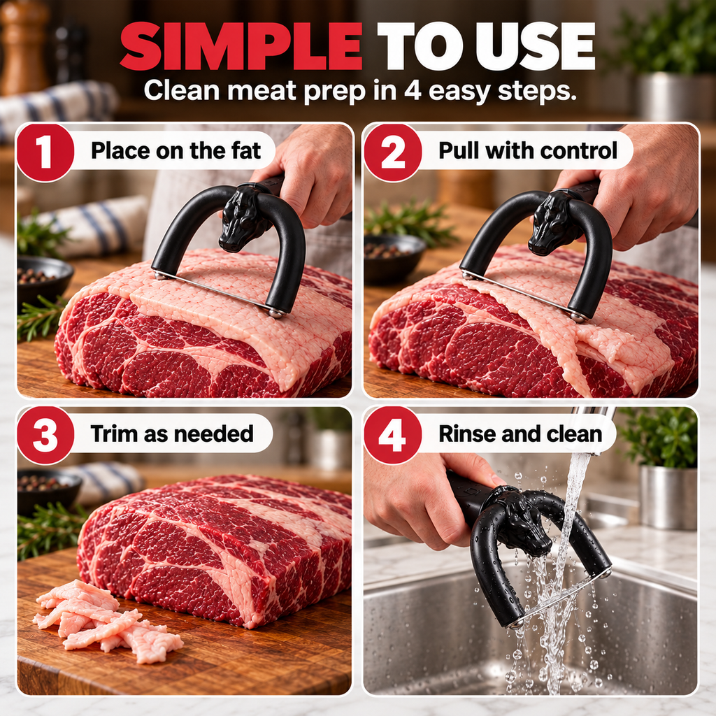 🥩 Handheld Fat Trimmer for Beef & Pork, Portable Meat Fat Remover Tool, Easy Brisket Trimming BBQ Kitchen Gadget