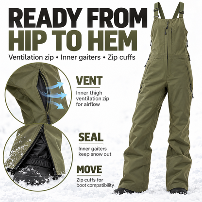 Women’s Waterproof Insulated Ski Bibs – Warm, Adjustable & Snow-Ready
