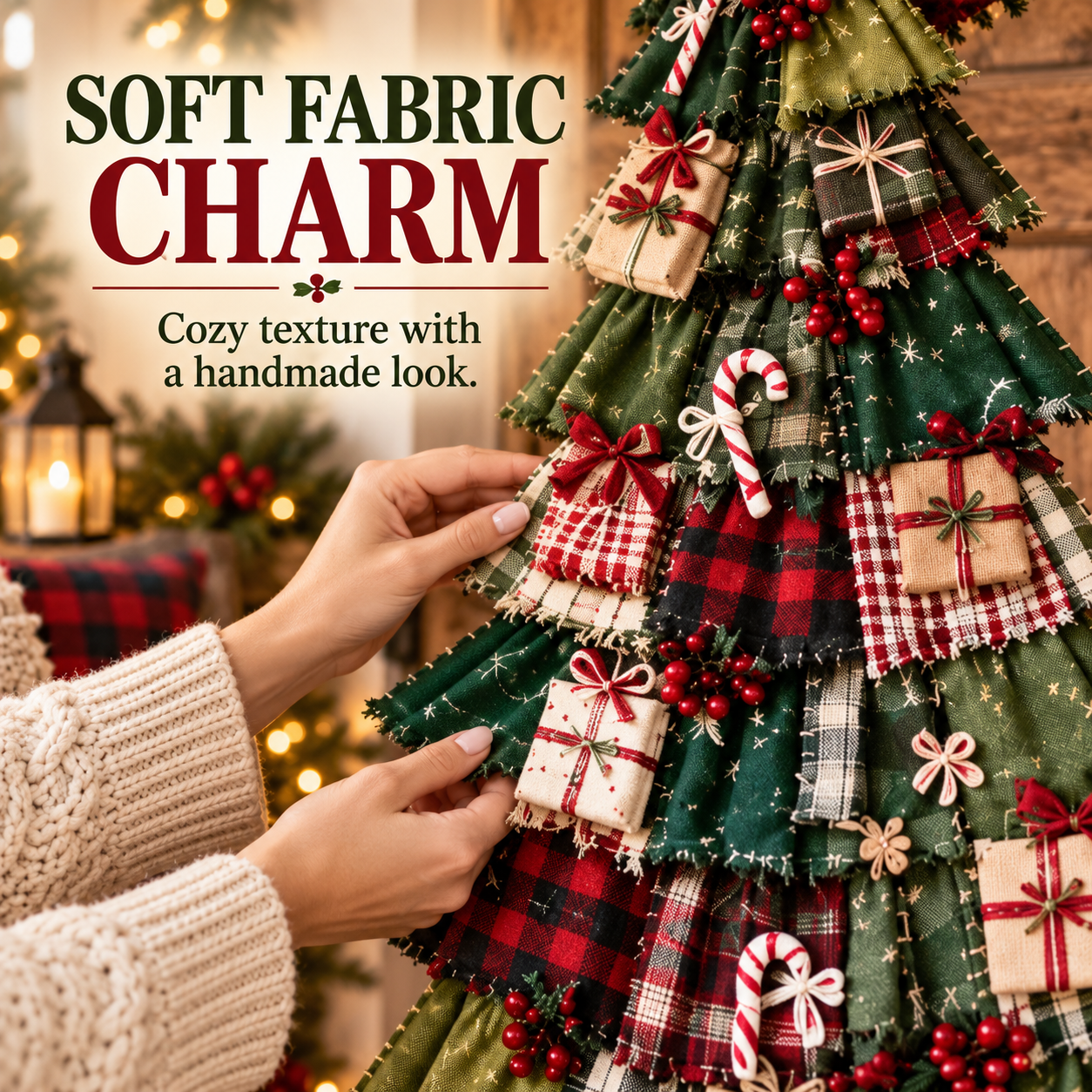 DIY Oversized Patchwork Christmas Tree Door Hanging Kit with Tools