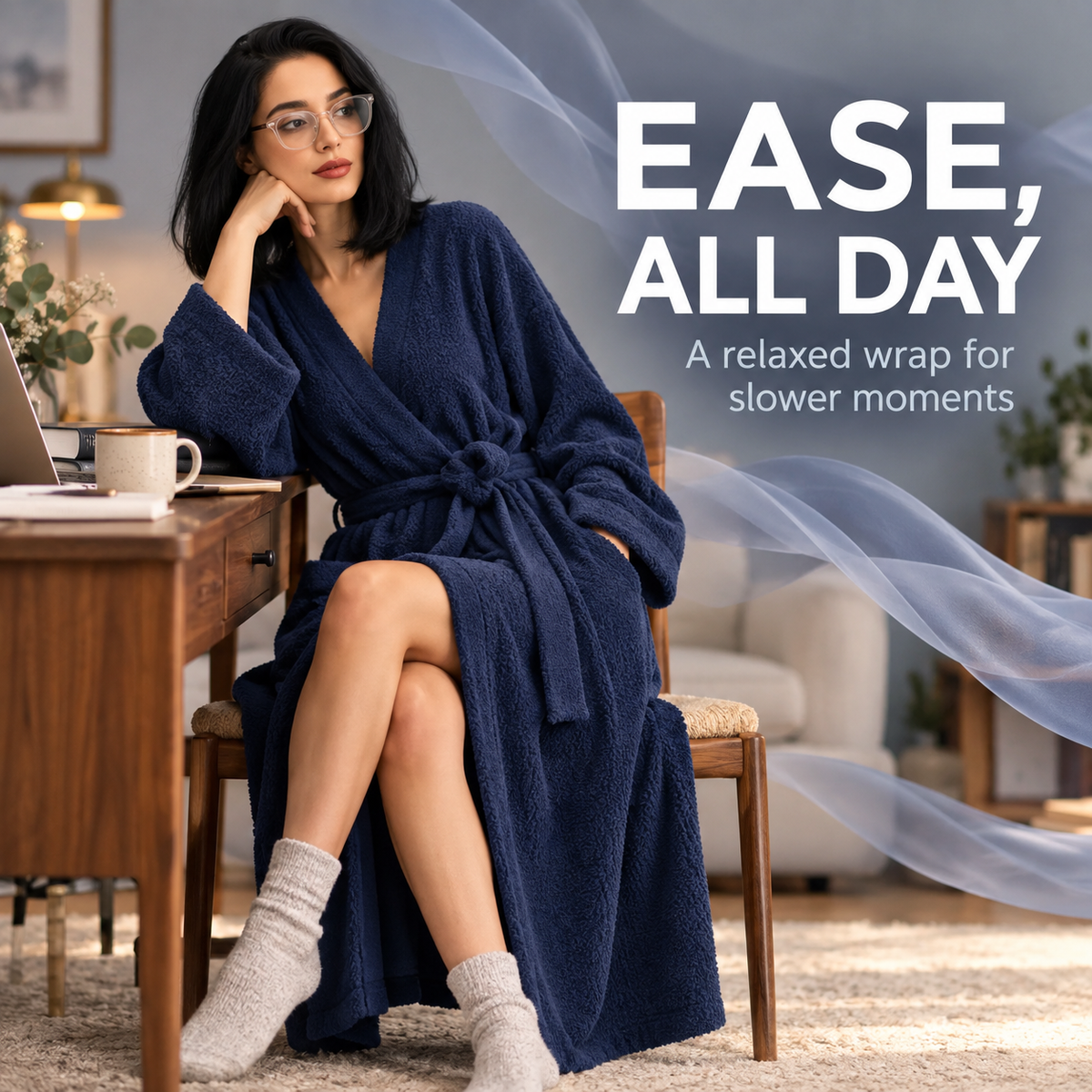 Women’s Long Fleece Robe – Soft Cozy Wrap Loungewear