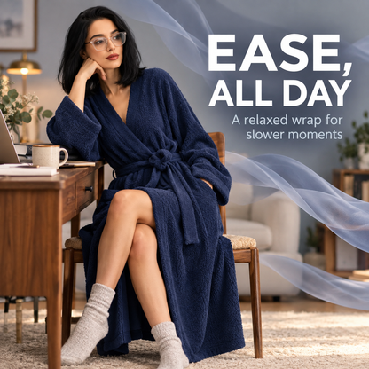 Women’s Long Fleece Robe – Soft Cozy Wrap Loungewear